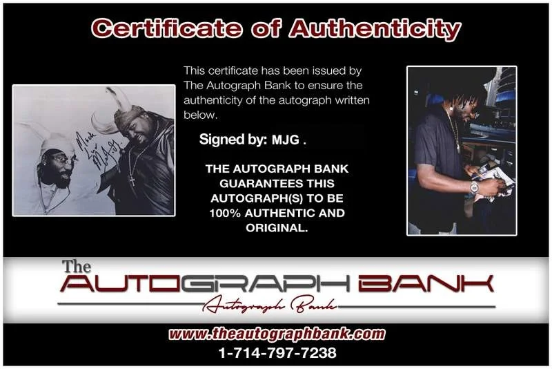 MJG — MJG M.J.G. authentic signed rap 8x10 photo W/Certificate Autographed (A0941), изображение 2