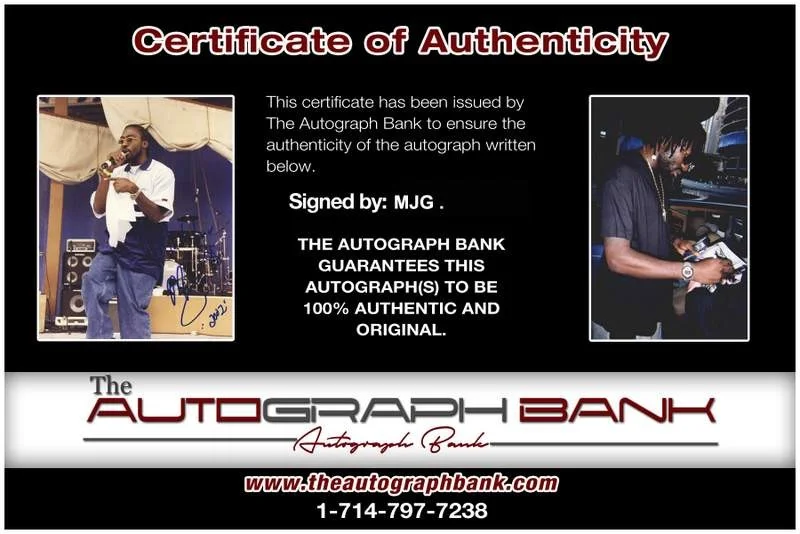 MJG — MJG M.J.G. authentic signed rap 8x10 photo W/Certificate Autographed (A0940), изображение 2