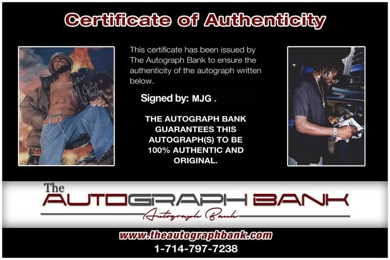 MJG — MJG M.J.G. authentic signed rap 8x10 photo W/Certificate Autographed (A0939), изображение 2