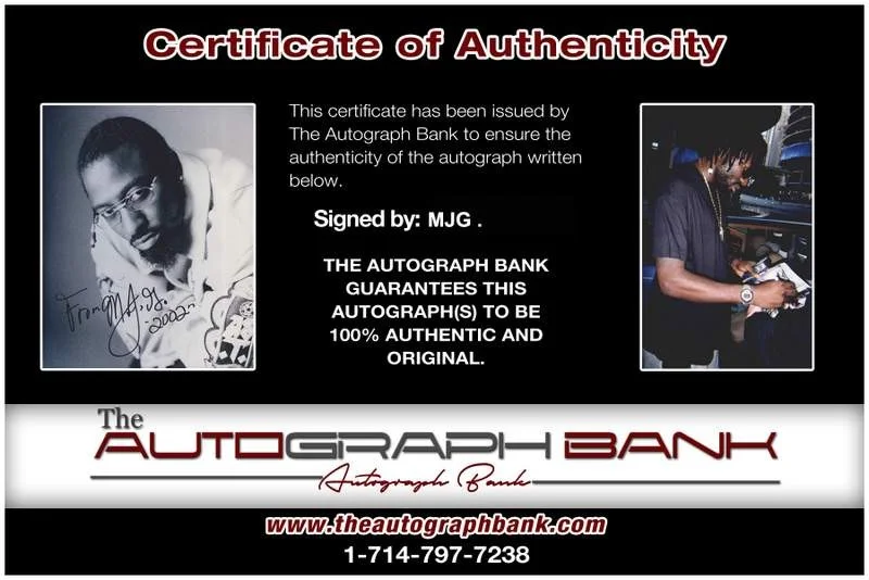 MJG — MJG M.J.G. authentic signed rap 8x10 photo W/Certificate Autographed (A0938), изображение 2