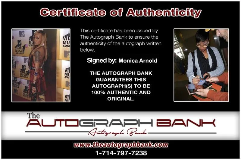 Monica Arnold — Monica Arnold authentic signed rap 8x10 photo W/Certificate Autographed (A0960), image 2