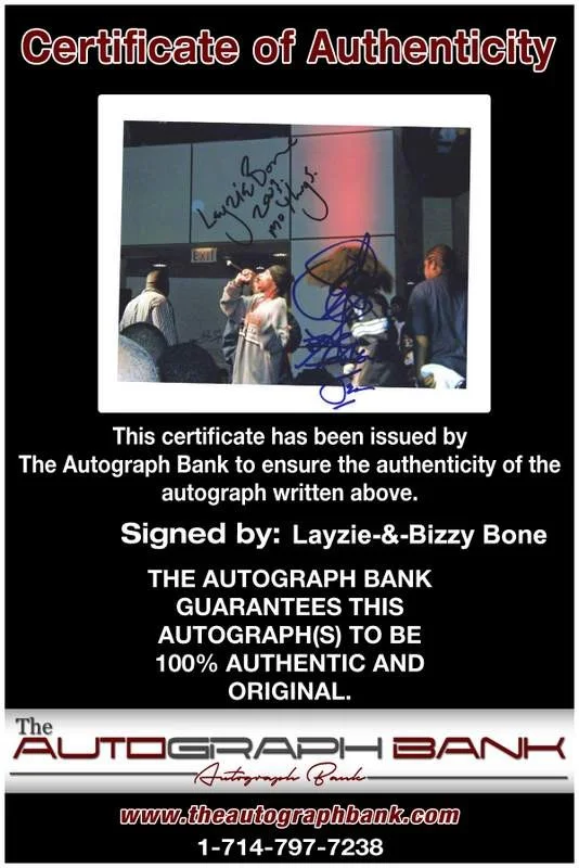 Layzie, Bizzy Bone — Layzie Bizzy Bone Thugs N Harmony signed rap 8x10 photo W/Cert Autograph 792, изображение 2