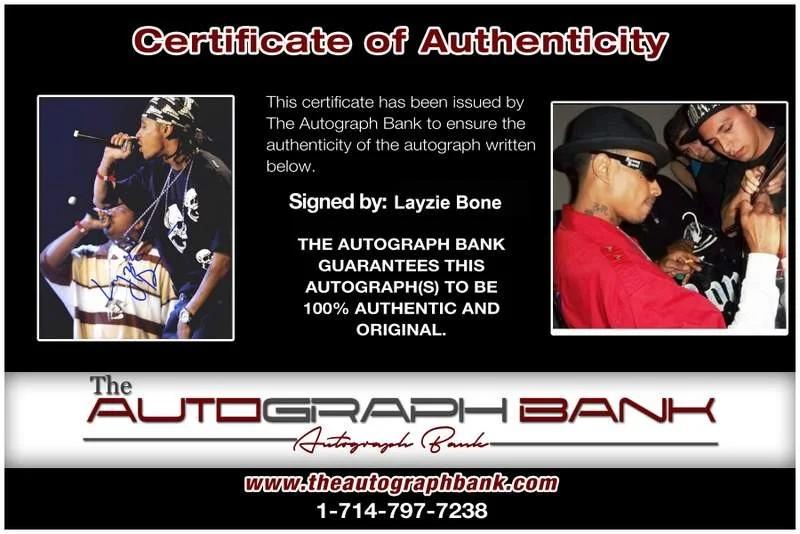 Layzie Bone — Layzie Bone Thugs N Harmony signed rap 8x10 photo W/Cert Autographed (A0840), изображение 2
