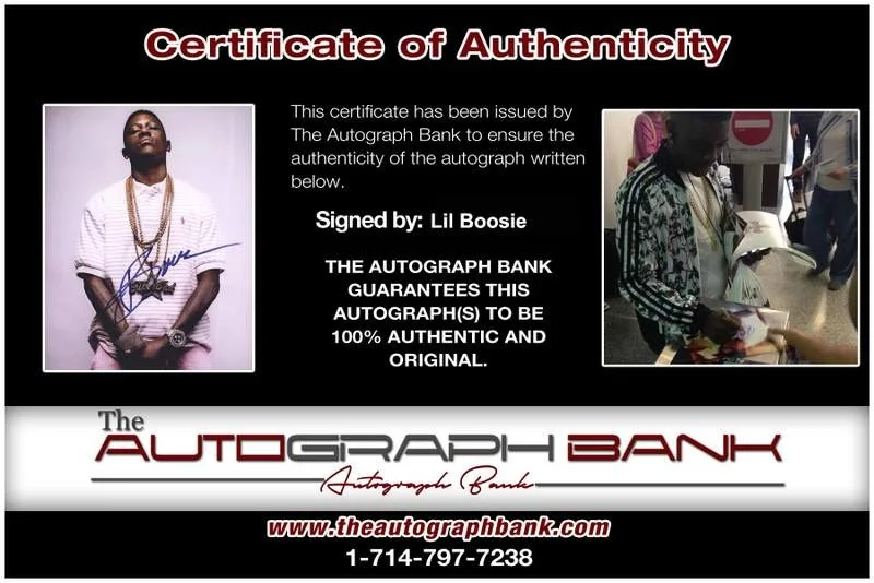 Lil Boosie — Trill ENT Lil Boosie signed rap 8x10 photo W/Certificate Autographed (A0847), image 2