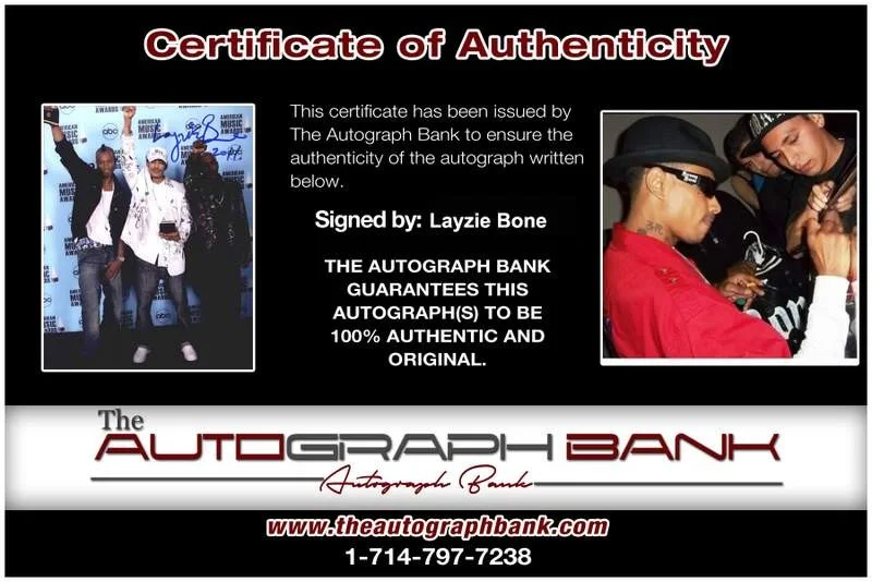 Layzie Bone — Layzie Bone Thugs N Harmony signed rap 8x10 photo W/Cert Autographed (A0844), изображение 2