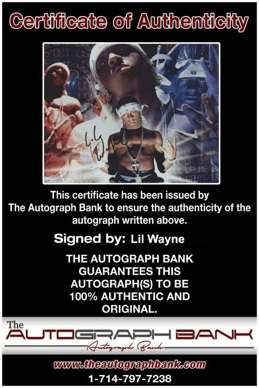 Lil Wayne — Hot Boy Lil Wayne Weezy signed rap 8x10 photo W/Certificate Autographed (A0877), image 2