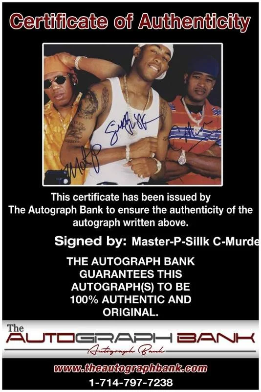 Master P, Sillk the Shocker, C-Murder — TRU Master P Sillk C-Murder signed 8x10 photo W/Cert Autograph A0904, изображение 2