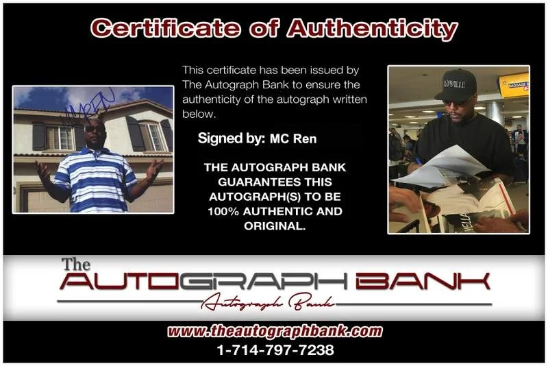 Mc Ren — NWA Mc Ren authentic signed rap 8x10 photo W/Certificate Autographed (A0912), изображение 2