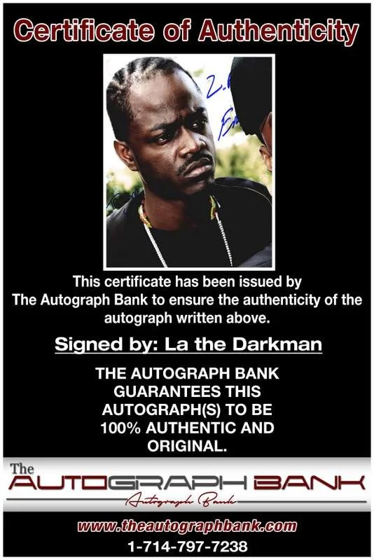 La the Darkman — La the Darkman authentic signed rap 8x10 photo W/Cert Autographed A00649, изображение 2