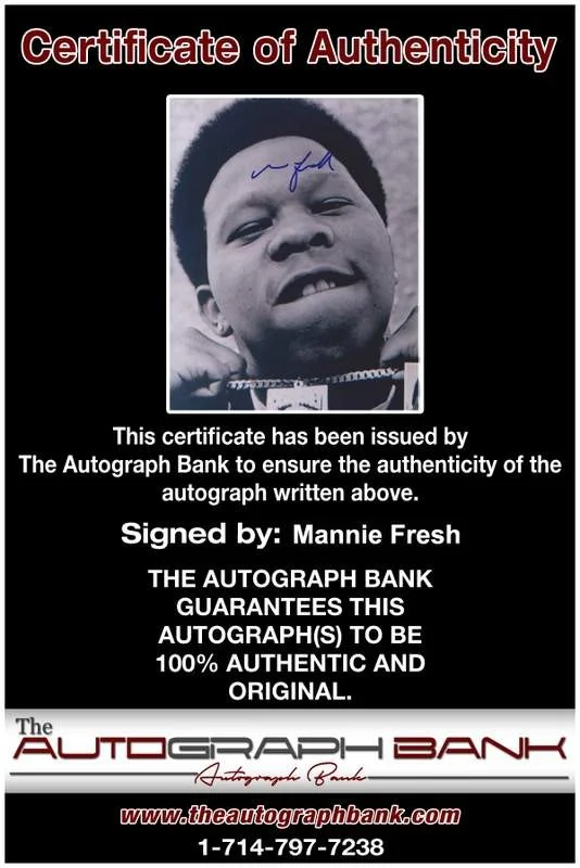 Mannie Fresh — Cash Money Mannie Fresh signed rap 8x10 photo W/Certificate Autographed (A0895), изображение 2