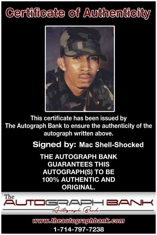 Mac Shell Shocked — No Limit Mac Shell Shocked signed rap 8x10 photo W/Certificate Autographed A0893, image 2