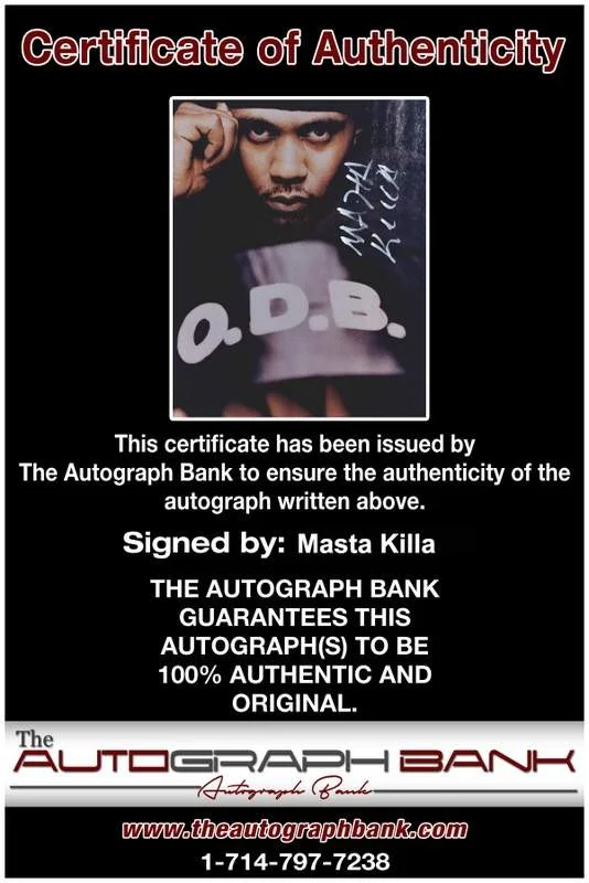 Masta Killa — Wu Tang Clan Masta Killa signed rap 8x10 photo W/Certificate Autographed (A0900), изображение 2