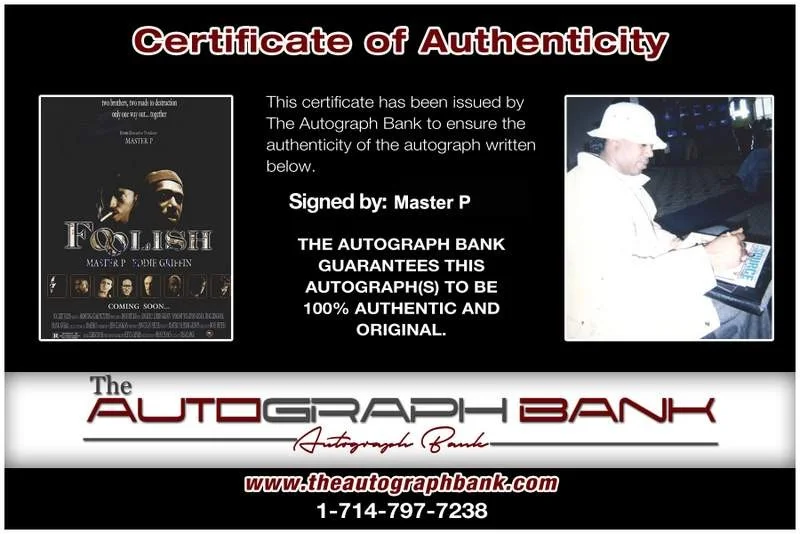 Master P — No Limit Records Master P Signed rap 8x10 magazine page W/Cert Autographed A38, image 2
