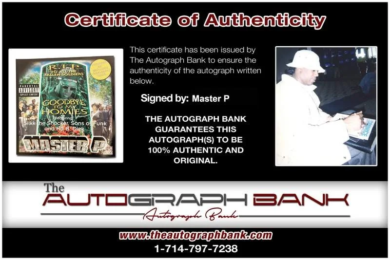Master P — Master P Signed signed Good Bye To My Homies CD booklet W/Certificate Autograph, изображение 2