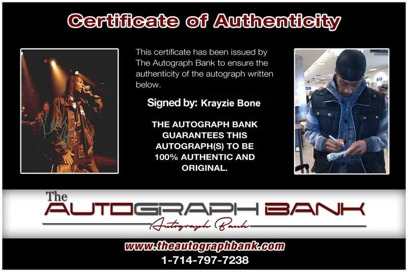 Krayzie Bone — Thugs N Harmony Krayzie Bone signed rap 8x10 photo W/Cert Autographed (A0705), image 2