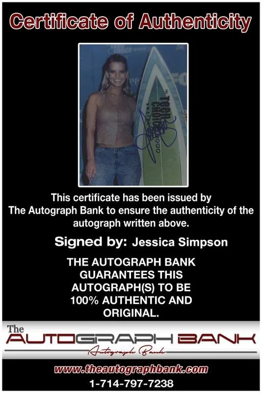 Jessica Simpson — Jessica Simpson authentic signed rap 8x10 photo W/Certificate Autographed (0626), image 2