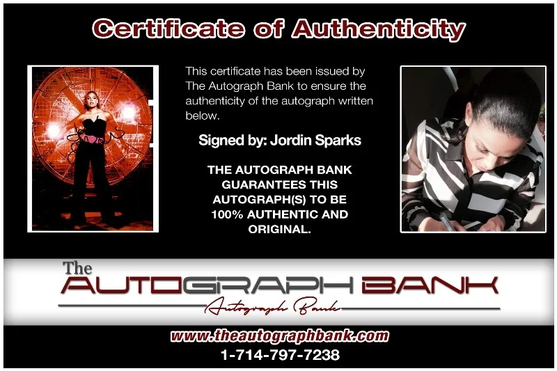 Jordin Sparks — Jordin Sparks Authentic signed rock 8x10 photo W/Certificate Autographed (26-a), изображение 2