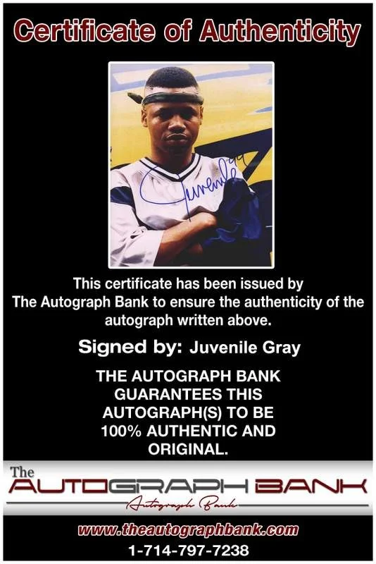 Juvenile — Hot Boys Juvenile authentic signed rap 8x10 photo W/Certificate Autographed 0638, image 2