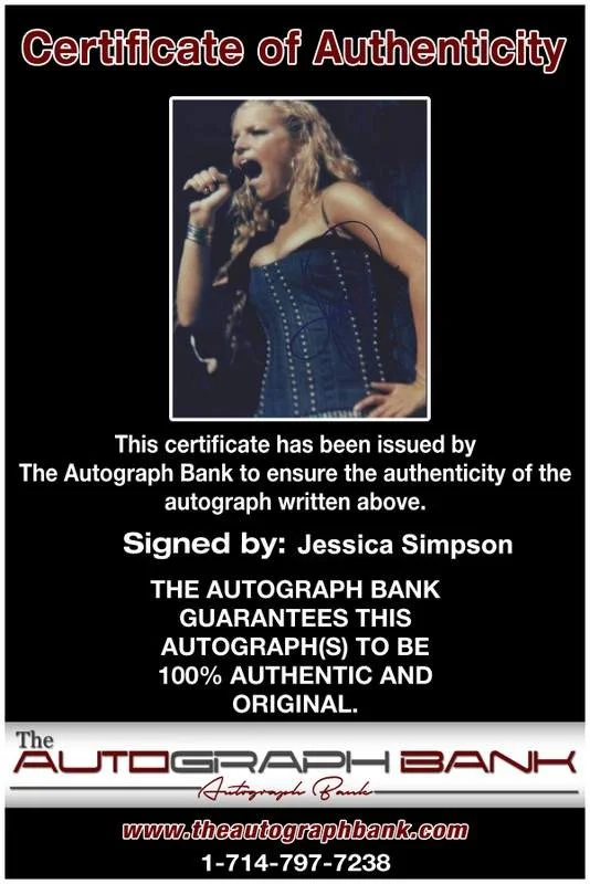 Jessica Simpson — Jessica Simpson authentic signed rap 8x10 photo W/Certificate Autographed (0627), image 2