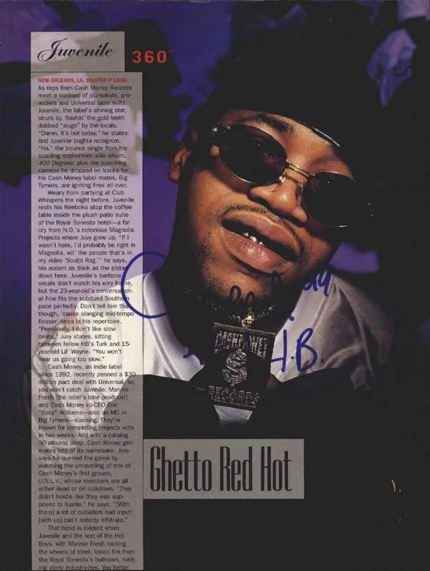 Juvenile Gray — Cash Money Hot Boys Juvenile signed 8x10 magazine page W/Cert Autographed A0017