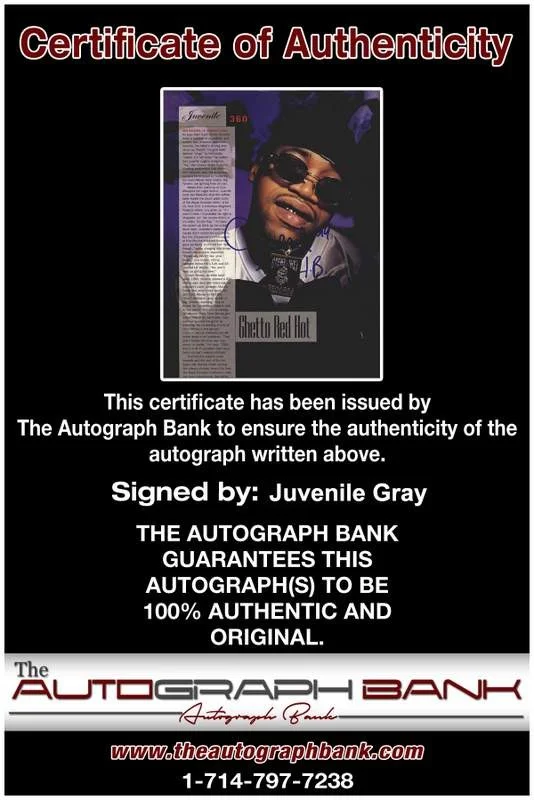 Juvenile Gray — Cash Money Hot Boys Juvenile signed 8x10 magazine page W/Cert Autographed A0017, изображение 2