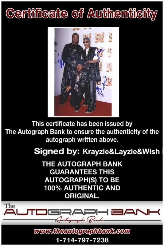 Krayzie, Layzie, Wish Bone — Krayzie Layzie Wish Bone Thugs N Harmony signed 8x10 photo W/Cert Autograph 0665, изображение 2