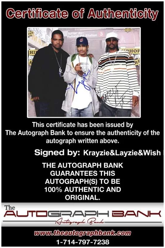 Krayzie, Layzie, Wish Bone — Krayzie Layzie Wish Bone Thugs N Harmony signed 8x10 photo W/Cert Autograph 0657, image 2