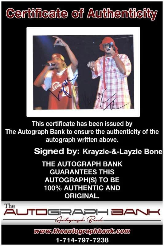 Krayzie, Layzie Bone — Krayzie Layzie Bone Thugs N Harmony signed rap 8x10 photo W/Cert Autograph A0676, image 2
