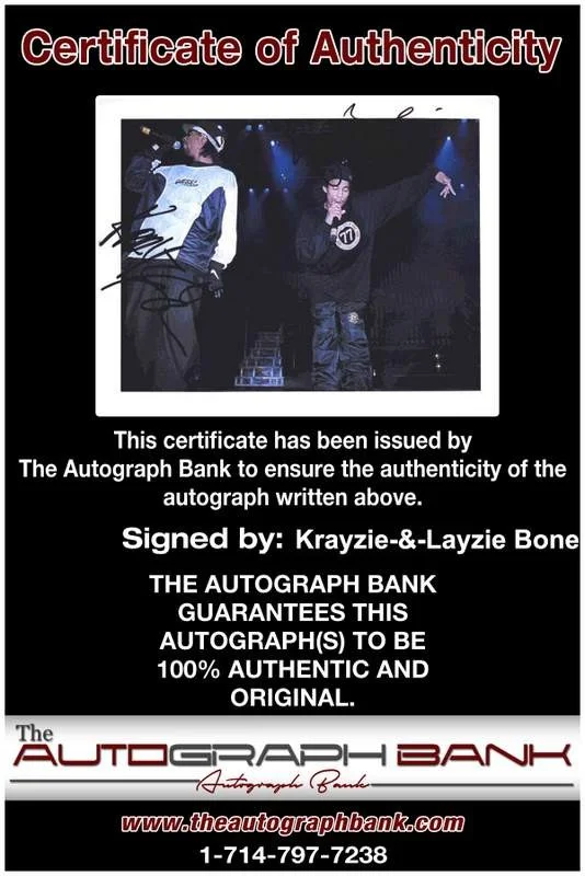 Krayzie, Layzie Bone — Krayzie Layzie Bone Thugs N Harmony signed rap 8x10 photo W/Cert Autograph A0677, image 2