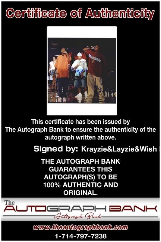 Krayzie, Layzie, Wish Bone — Krayzie Layzie Wish Bone Thugs N Harmony signed 8x10 photo W/Cert Autograph 0661, изображение 2