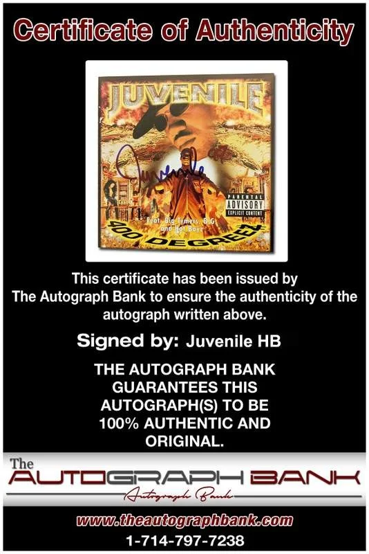 Juvenile — Hot Boys Juvenile Hb authentic signed 400 Degrees CD booklet W/Cert Autographed, image 2