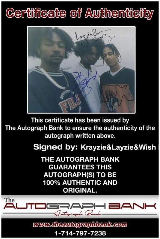 Krayzie, Layzie, Wish Bone — Krayzie Layzie Wish Bone Thugs N Harmony signed 8x10 photo W/Cert Autograph 0664, image 2
