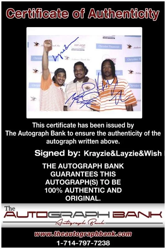 Krayzie, Layzie, Wish Bone — Krayzie Layzie Wish Bone Thugs N Harmony signed 8x10 photo W/Cert Autograph 0669, изображение 2