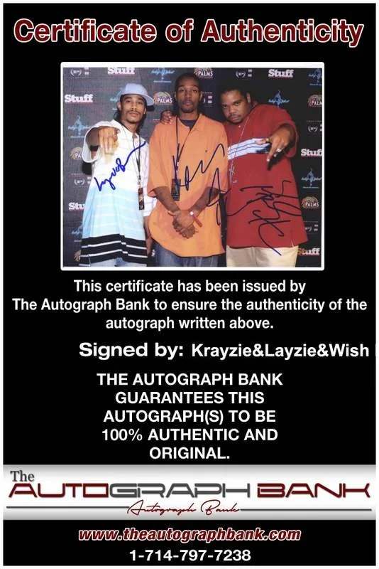 Krayzie, Layzie, Wish Bone — Krayzie Layzie Wish Bone Thugs N Harmony signed 8x10 photo W/Cert Autograph 0670, image 2