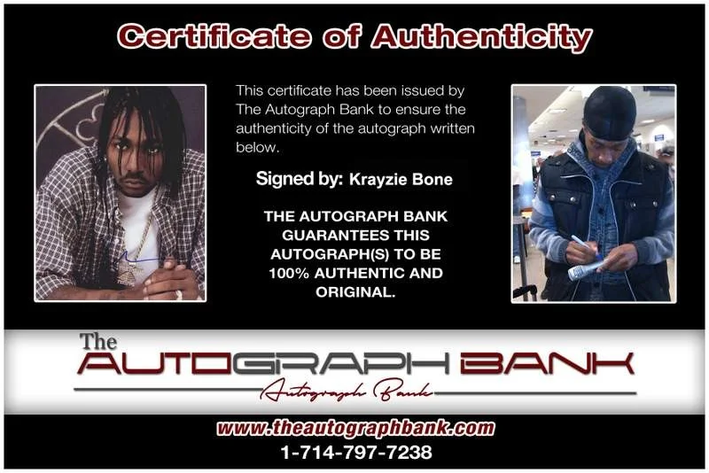 Krayzie Bone — Thugs N Harmony Krayzie Bone signed rap 8x10 photo W/Cert Autographed (A0692), image 2