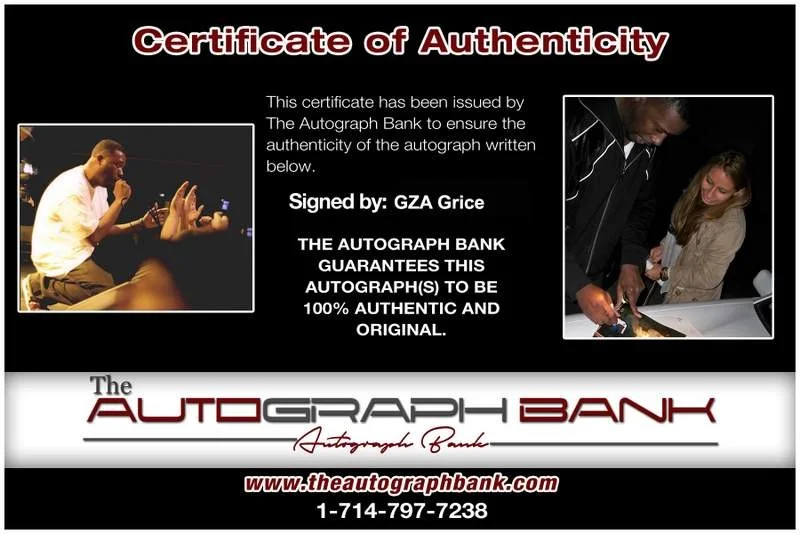 Gza — Wu Tang Clan Gza authentic signed rap 8x10 photo W/Certificate Autographed A0531, изображение 2