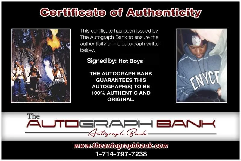 Hot Boys — Cash Money Hot Boys BG Juvenile signed rap 8x10 photo W/Cert Autographed (A0540), изображение 2