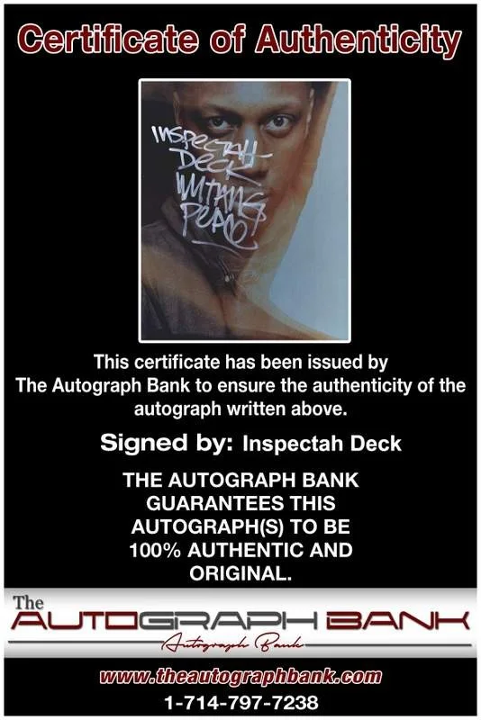 Inspectah Deck — Wu Tang Clan Inspectah Deck signed rap 8x10 photo W/Cert Autographed (A0566), изображение 2
