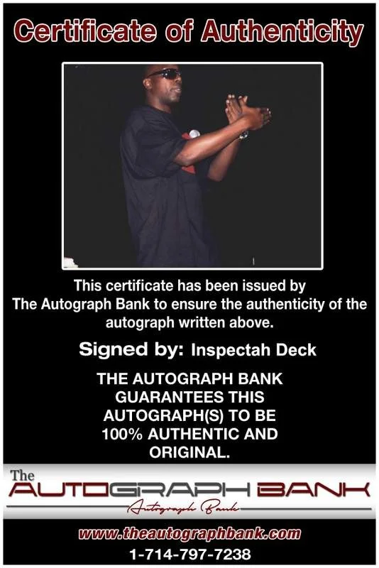 Inspectah Deck — Wu Tang Clan Inspectah Deck signed rap 8x10 photo W/Cert Autographed (A0563), image 2