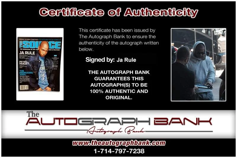 Ja Rule — Murder INC Ja Rule signed The Source Magazine W/Certificate Autographed Hip Hop, image 2