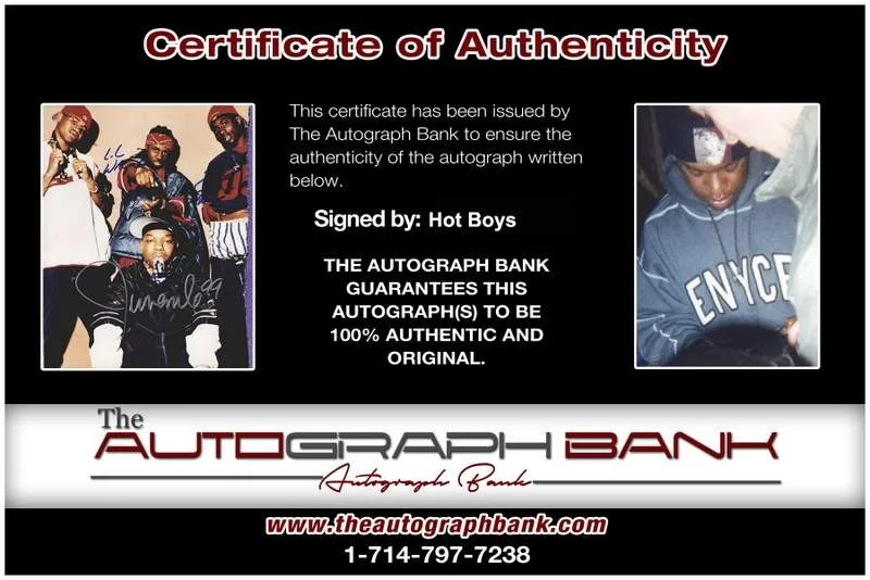 Hot Boys — Hot Boys Turk Lil Wayne Juvenile BG signed rap 8x10 photo W/Cert Autograph 0543, изображение 2