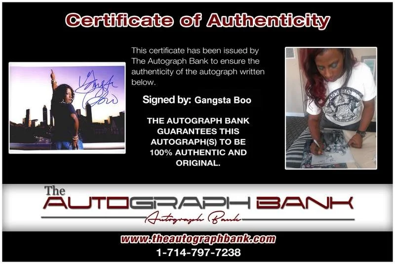 Gangsta Boo — Three Six Mafia Gangsta Boo signed rap 8x10 photo W/Certificate Autographed 0413, изображение 2