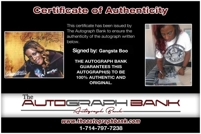 Gangsta Boo — Three Six Mafia Gangsta Boo signed rap 8x10 photo W/Certificate Autographed 0445, image 2