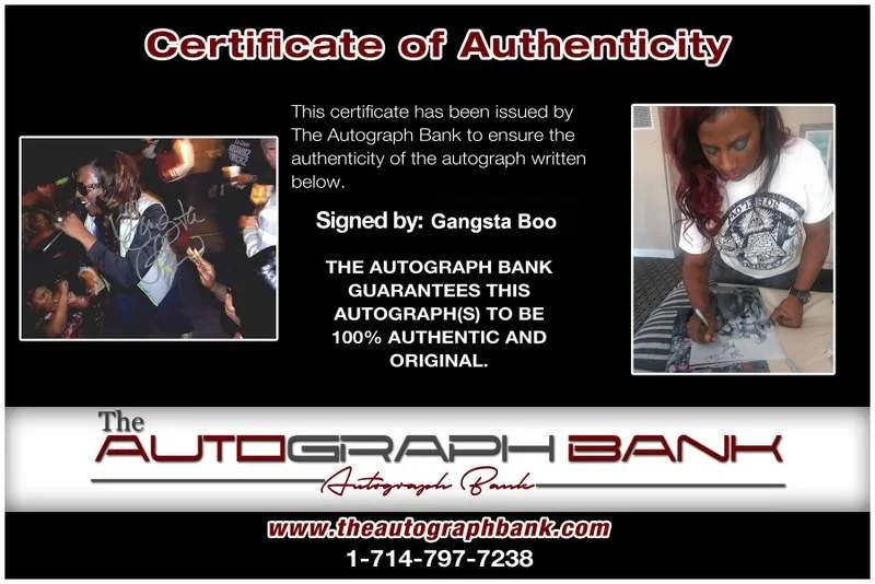 Gangsta Boo — Three Six Mafia Gangsta Boo signed rap 8x10 photo W/Certificate Autographed 0455, image 2