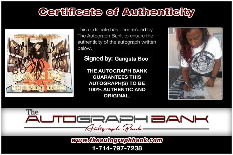 Gangsta Boo — Three Six Mafia Gangsta Boo signed Enquiring Minds CD booklet W/Cert Autographed, изображение 2