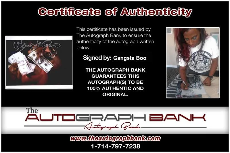 Gangsta Boo — Three Six Mafia Gangsta Boo signed rap 8x10 photo W/Certificate Autographed 0456, изображение 2