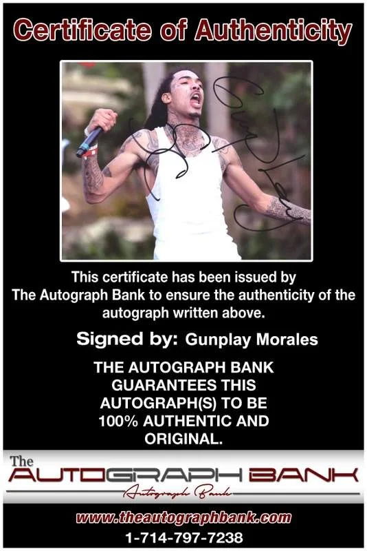 Gunplay — Gunplay Morales authentic signed rap 8x10 photo W/Certificate Autographed A0499, изображение 2