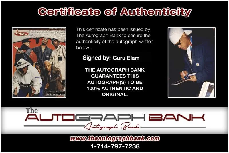 Guru Elam — Gang Starr Guru Elam signed rap 8x10 magazine page W/Certificate Autographed A13, image 2