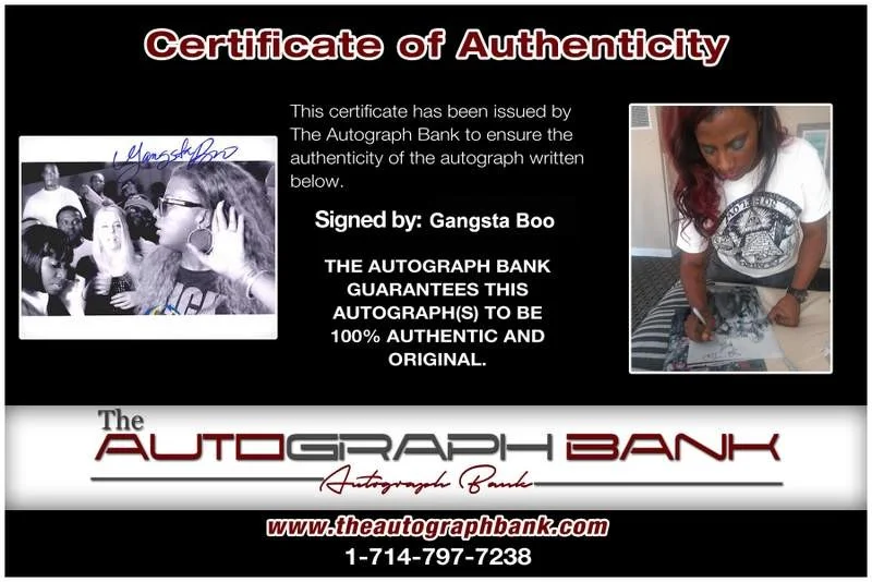 Gangsta Boo — Three Six Mafia Gangsta Boo signed rap 8x10 photo W/Certificate Autographed 0407, изображение 2