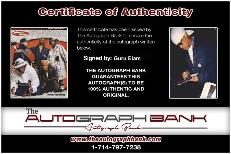 Guru Elam — Guru Elam Gang Starr signed rap 8x10 magazine page W/Certificate Autographed A14, изображение 2